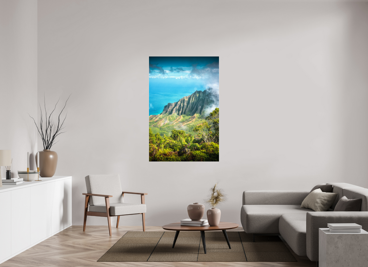 100 x 150 cm, Photo Print Under Acrylic Glass Kalalau Valley Viewpoint, Kauai Hawaii