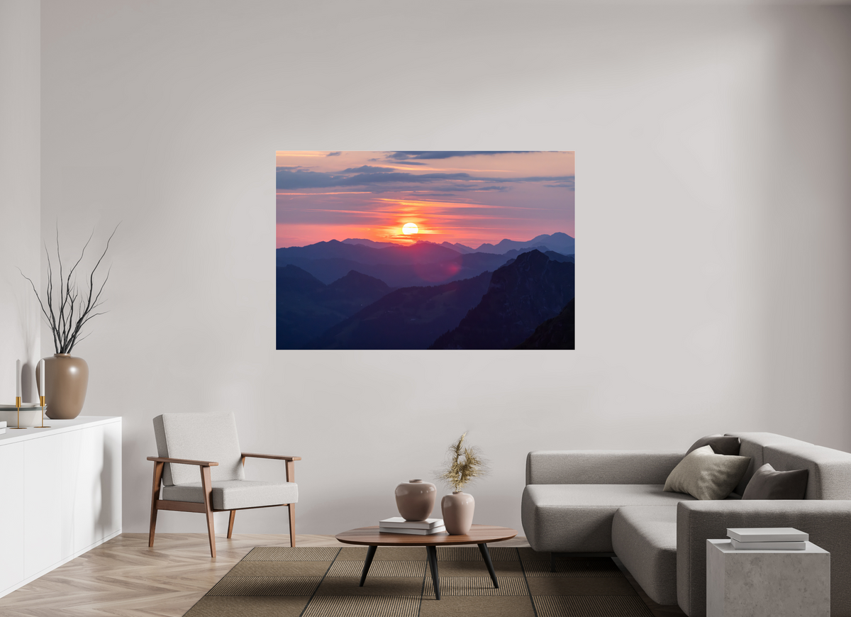180 x 120 cm, Photo Print Under Acrylic Glass Hohe Matona Sunrise Layers, Alps