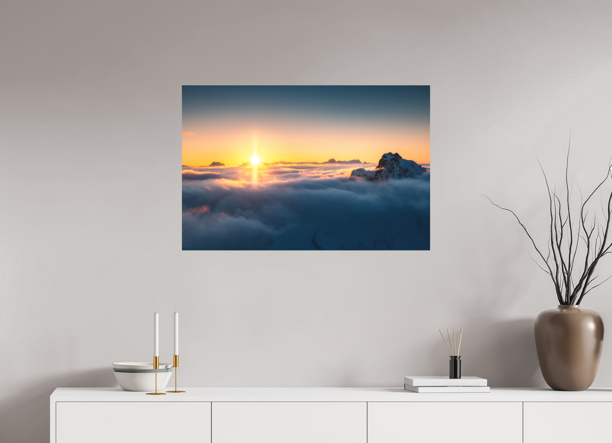 90 x 60 cm, Papierprint ohne Rahmen Golden Sunset Over the Clouds