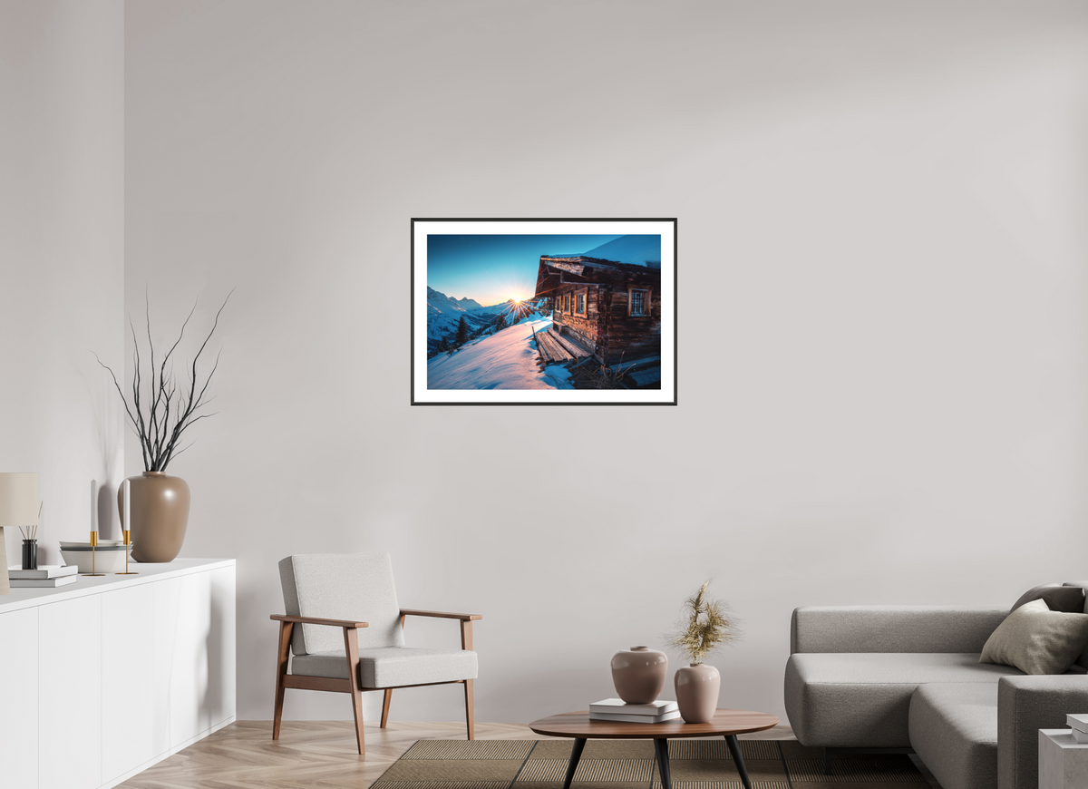 90 x 60 cm, Rahmen-Schwarz Zuger Hütte, Arlberg