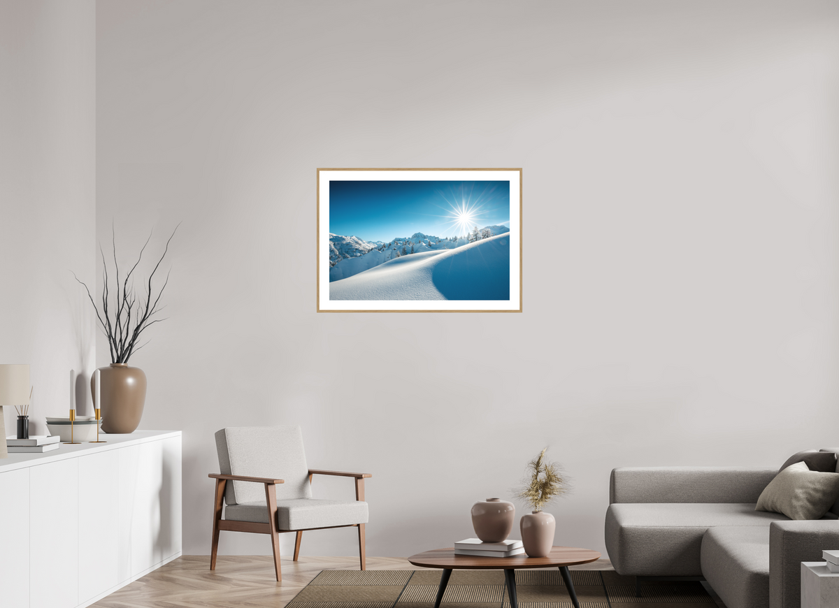 90 x 60 cm, Rahmen-Holzoptik Morning Light Above Lech