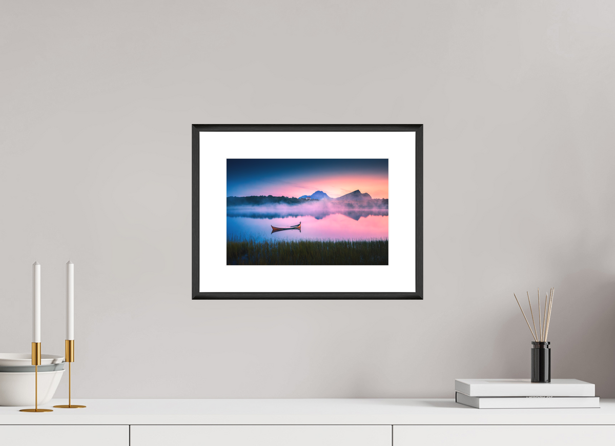 30 x 20 cm, Rahmen-Schwarz Evening Mood, Lofoten
