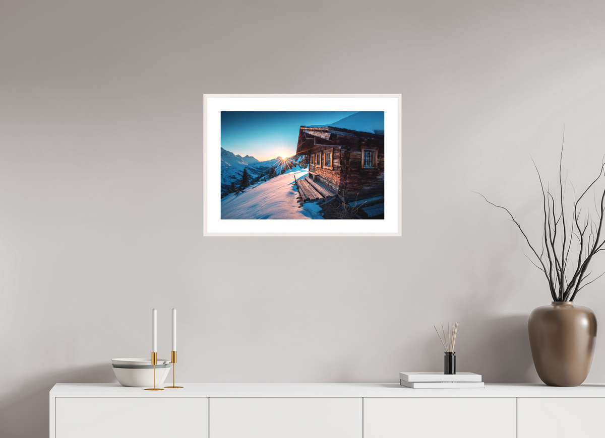 60 x 40 cm, Rahmen-Weiß Zuger Hütte, Arlberg