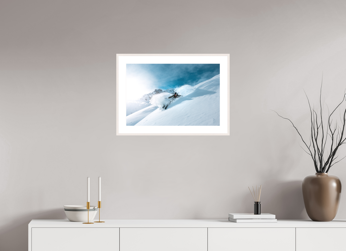 60 x 40 cm, Rahmen-Weiß Deep Powder Turn, Zürs