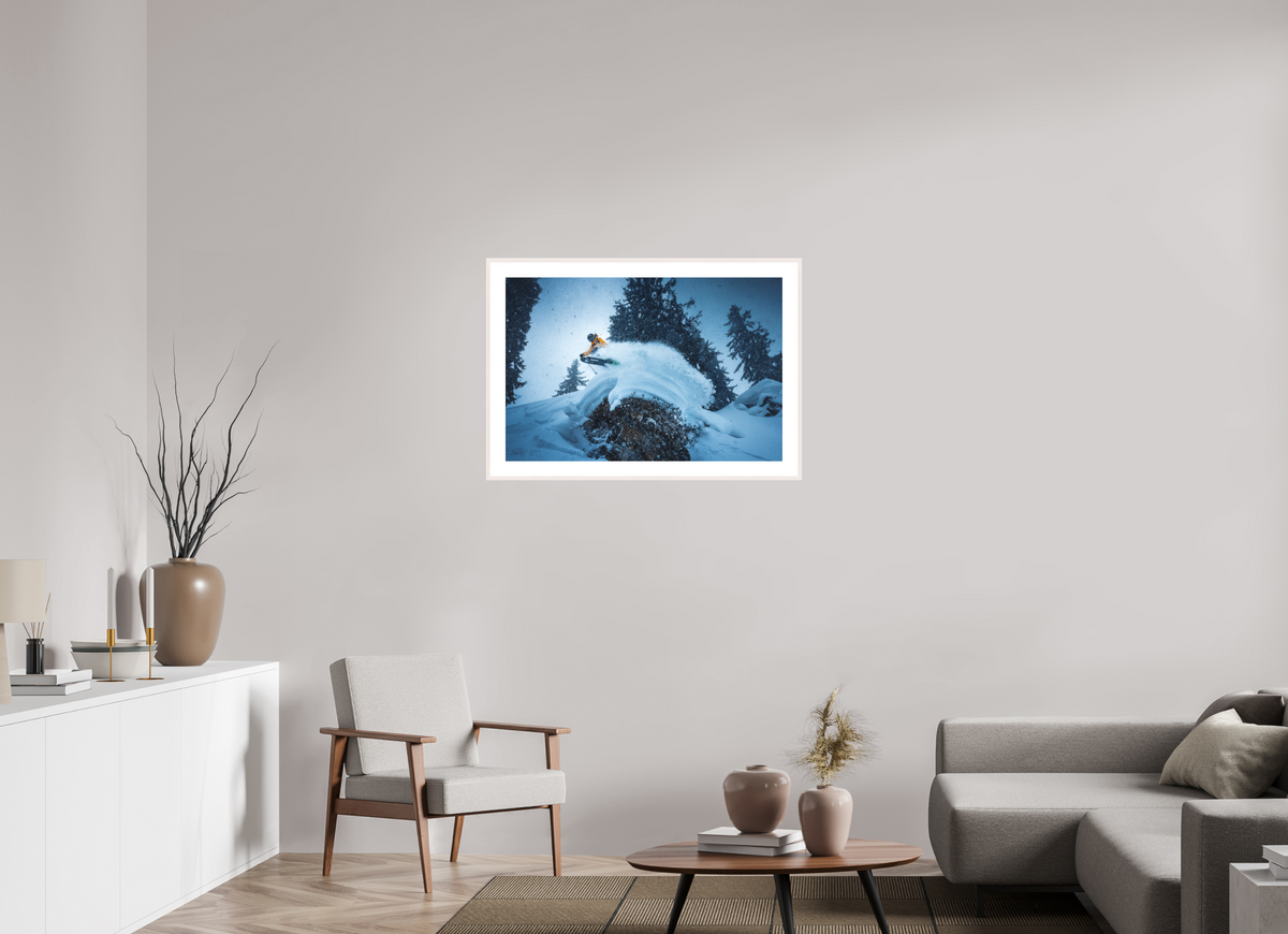 90 x 60 cm, Rahmen-Weiß Freeride Jump, Sonnenkopf