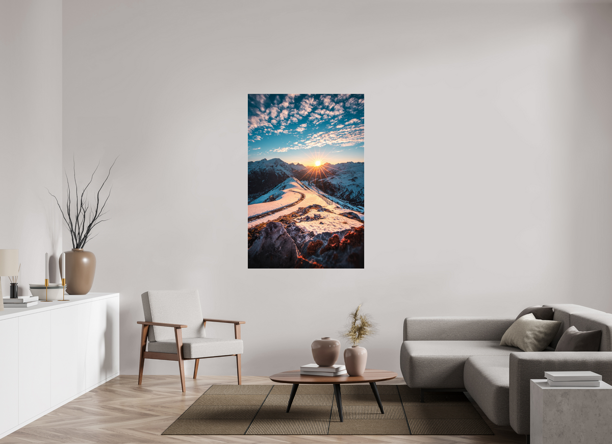 100 x 150 cm, Photo Print Under Acrylic Glass Kriegerhorn at Sunset, Lech