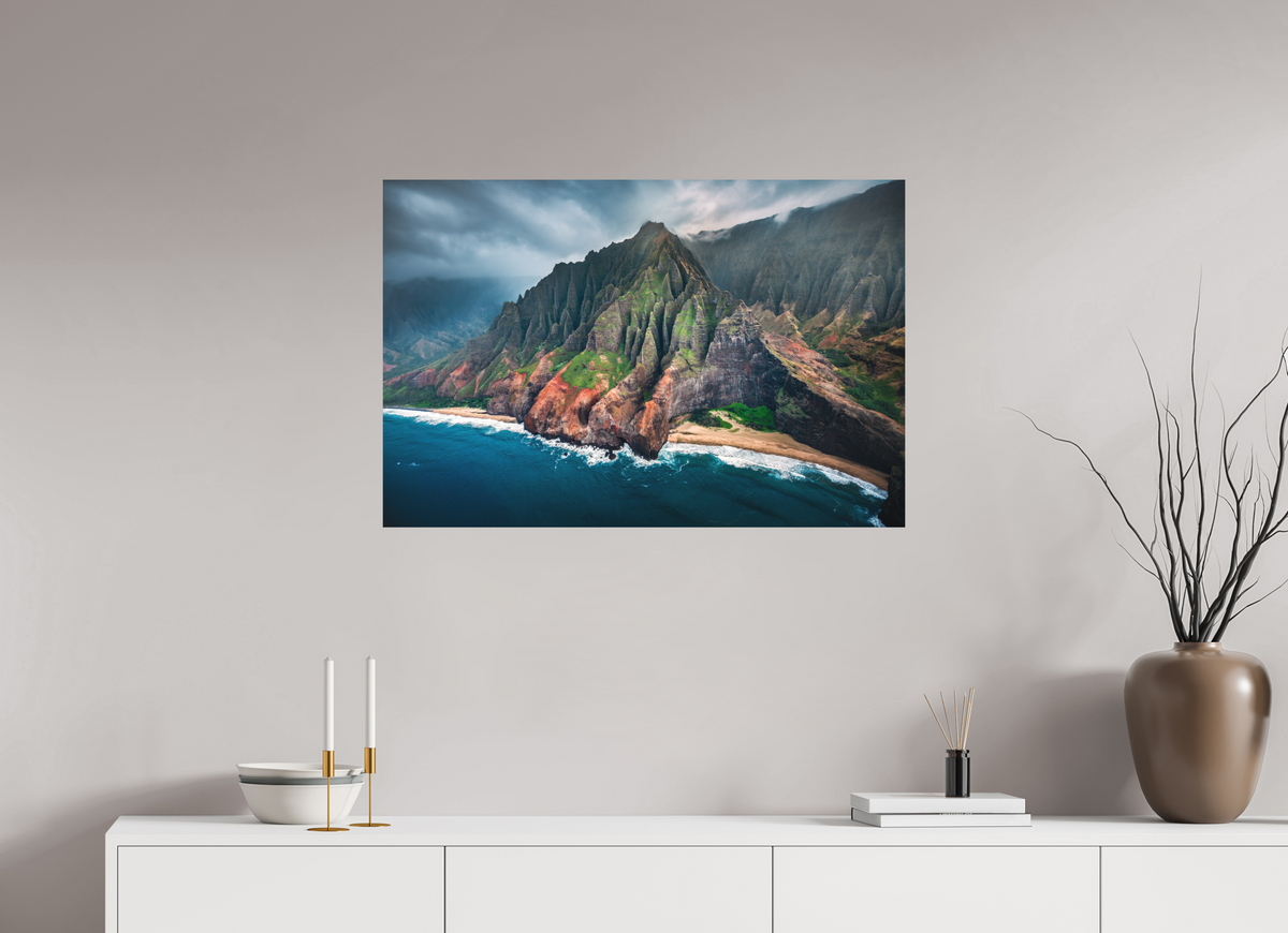 90 x 60 cm, Papierprint ohne Rahmen Napali Coast Cliffs, Kauai Hawaii
