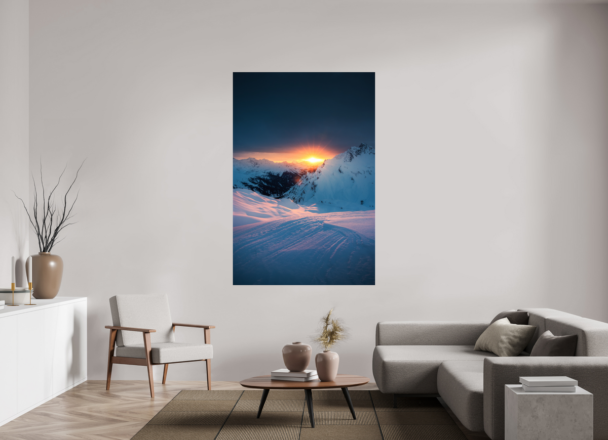 120 x 180 cm, Photo Print Under Acrylic Glass Sunset Above Zürs, Arlberg