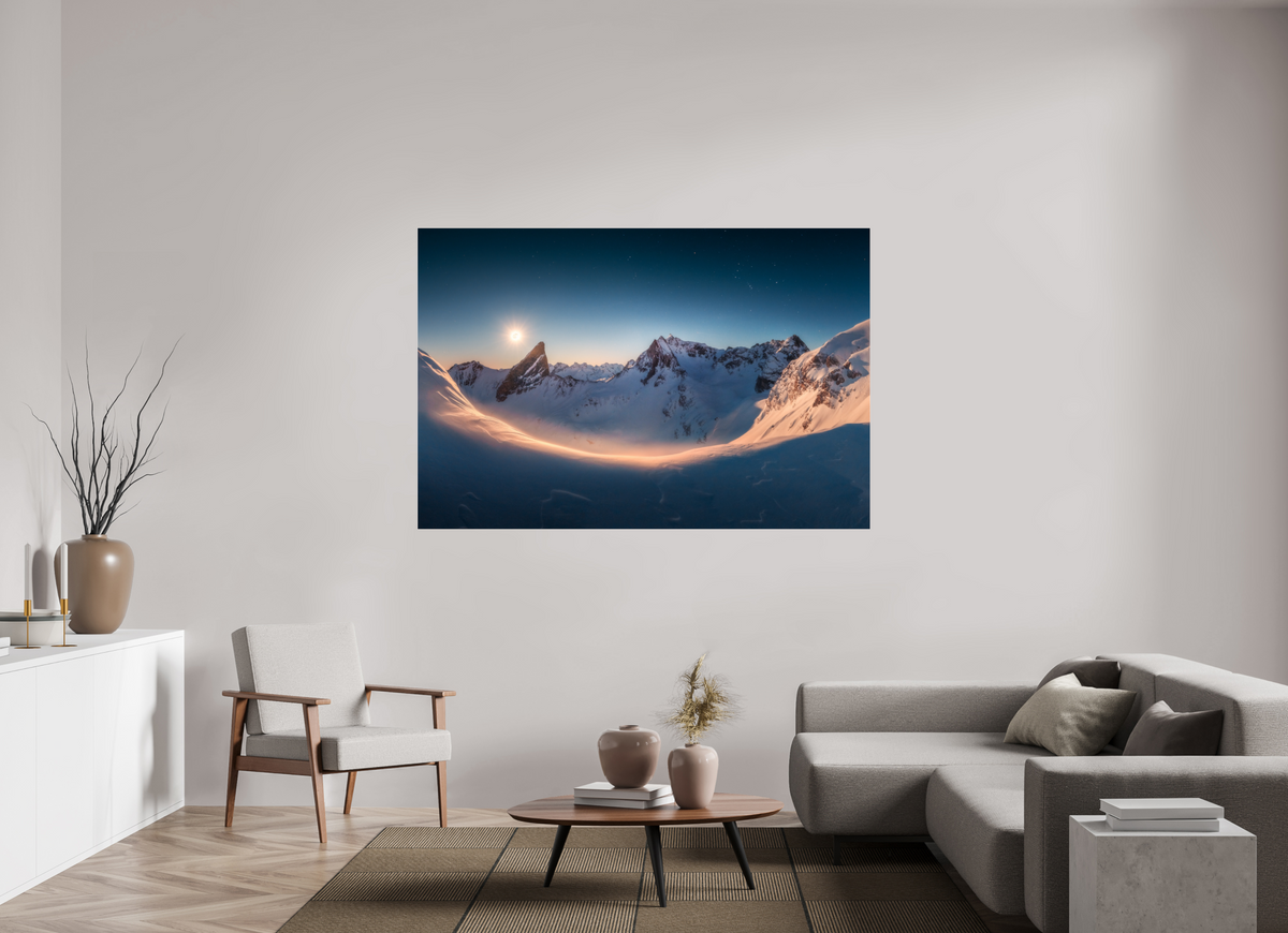 180 x 120 cm, Photo Print Under Acrylic Glass Full Moon at the Valluga, Arlberg