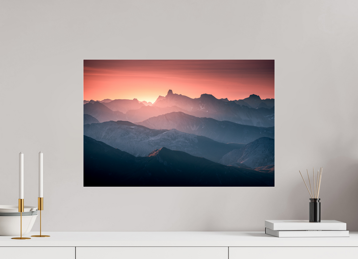 60 x 40 cm, Photo Print Under Acrylic Glass Mountain Layers Below the Mohnenfluh, Lech