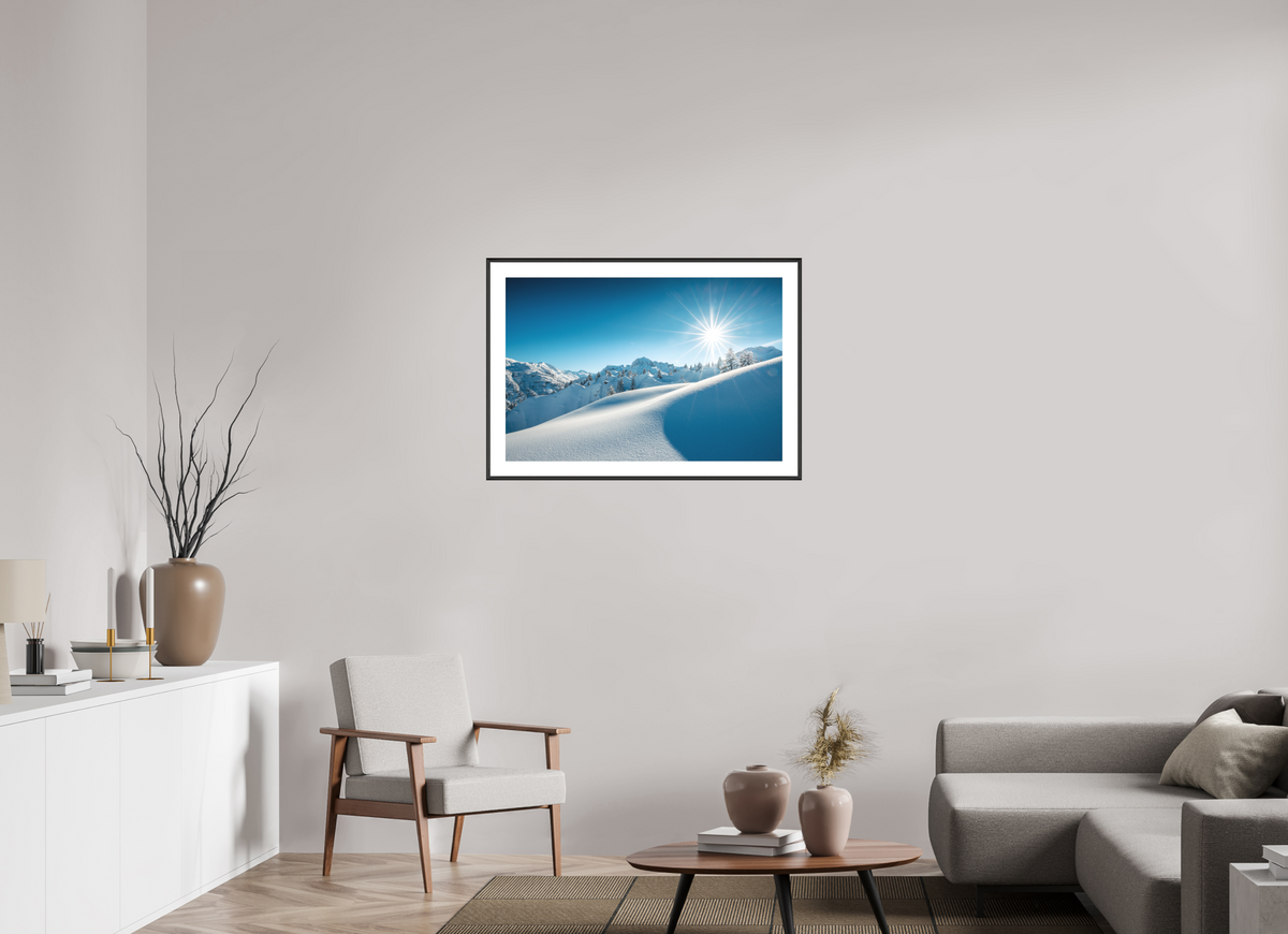 90 x 60 cm, Rahmen-Schwarz Morning Light Above Lech