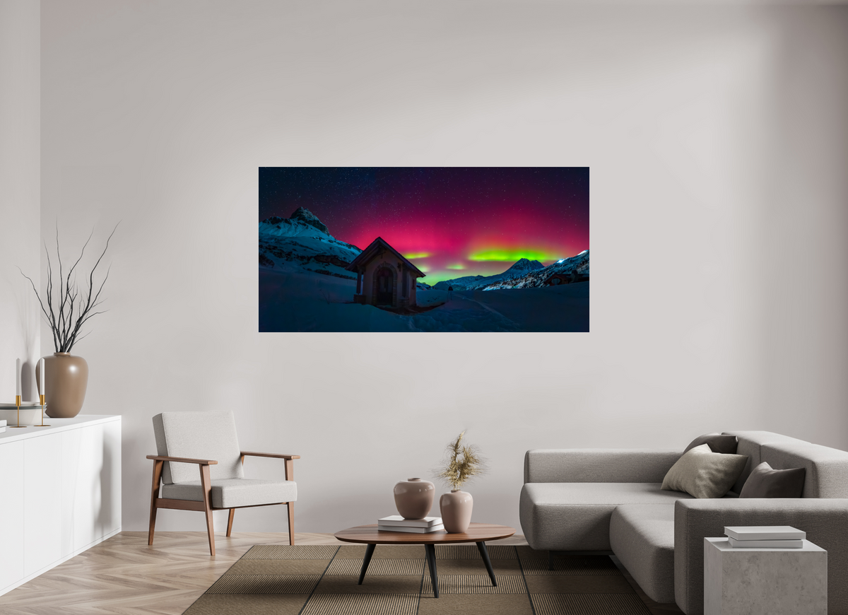 200 x 100 cm, Photo Print Under Acrylic Glass Polar Lights over Zürs, Arlberg