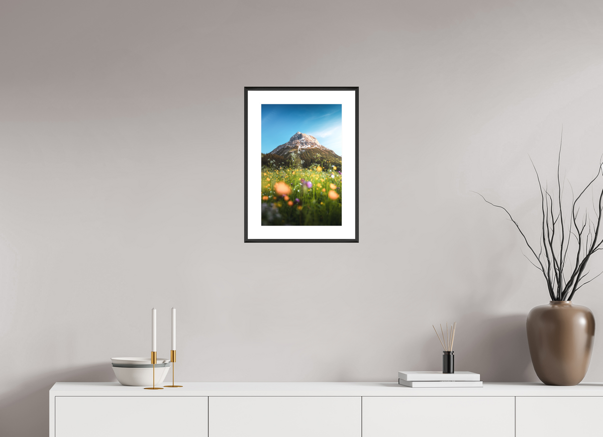 30 x 45 cm, Rahmen-Schwarz Omeshorn in the Sunset Glow, Lech