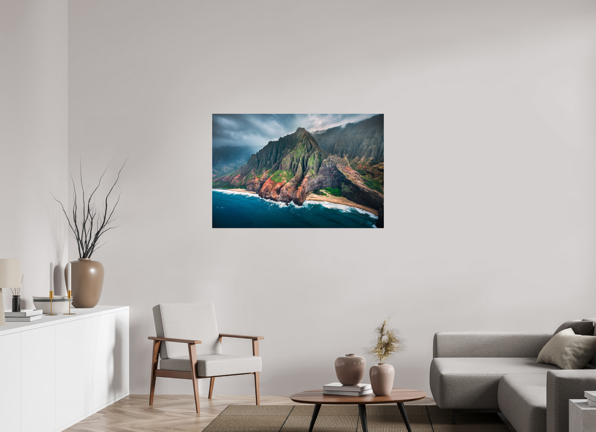 120 x 80 cm, Photo Print Under Acrylic Glass Napali Coast Cliffs, Kauai Hawaii