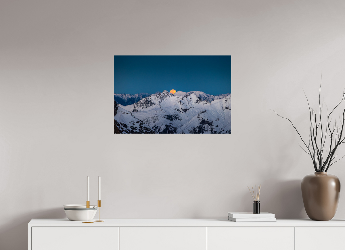 75 x 50 cm, Photo Print Under Acrylic Glass Moonrise at Trittkopf, Arlberg
