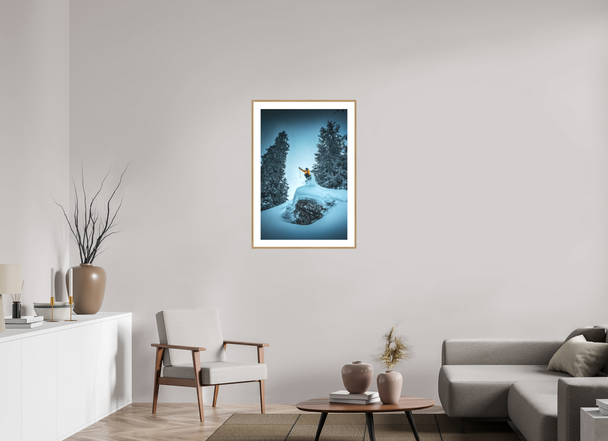 60 x 90 cm, Rahmen-Holzoptik Frozen Launch Over the Trees
