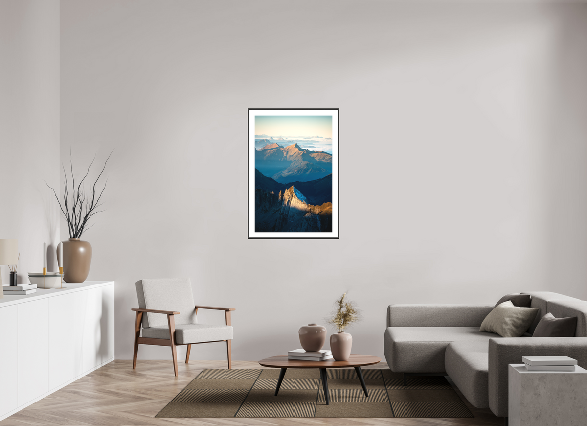 70 x 105 cm, Rahmen-Schwarz Säntis Peak at Sunrise, Switzerland