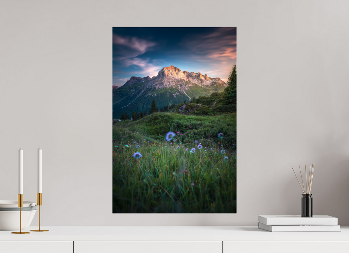 40 x 60 cm, Photo Print Under Acrylic Glass Omeshorn Sunset, Lech Austria