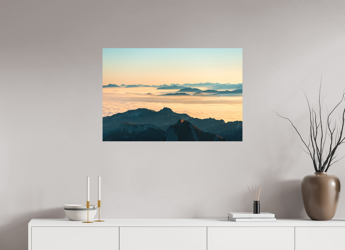 90 x 60 cm, Papierprint ohne Rahmen Säntis Morning Layers, Switzerland