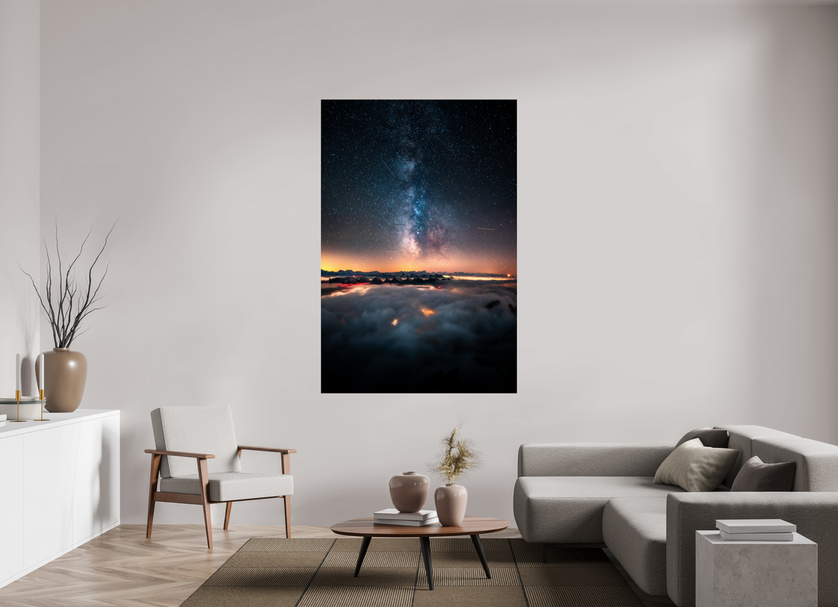 120 x 180 cm, Photo Print Under Acrylic Glass Säntis Milky Way at Night, Switzerland