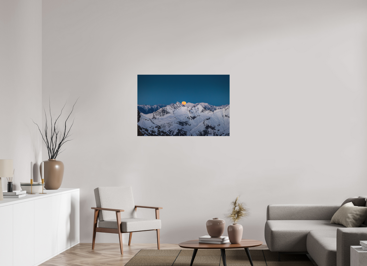 105 x 70 cm, Papierprint ohne Rahmen Moonrise at Trittkopf, Arlberg