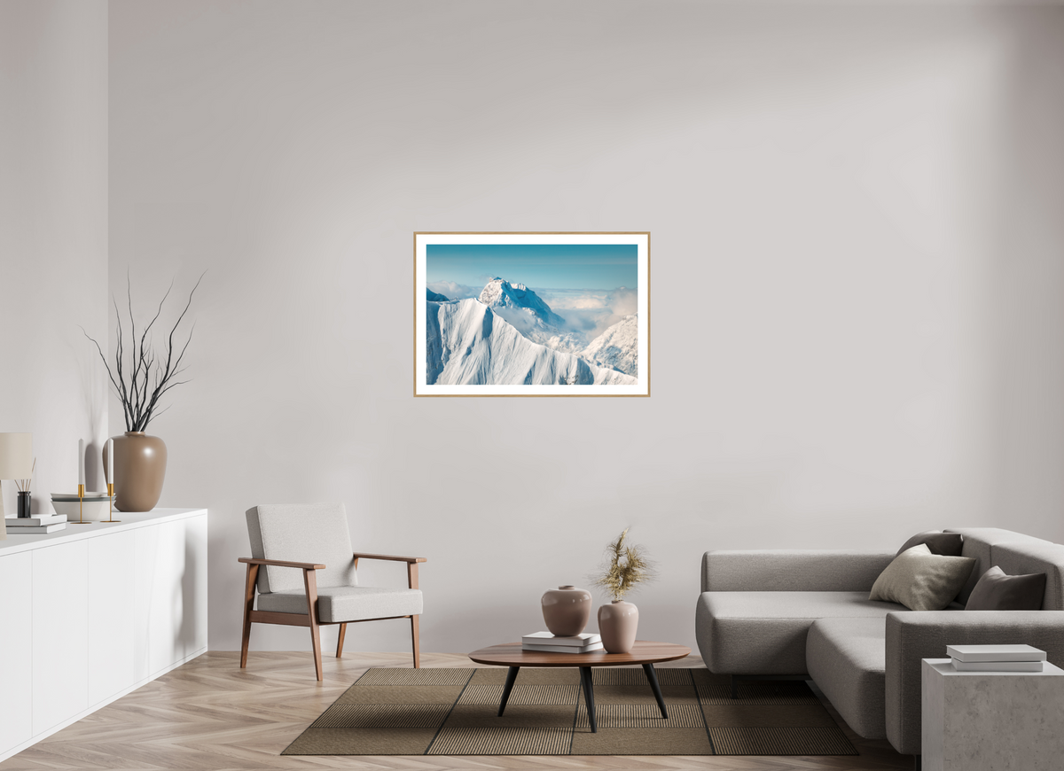 105 x 70 cm, Rahmen-Holzoptik Omeshorn Cross with Rote Wand in Winter, Arlberg