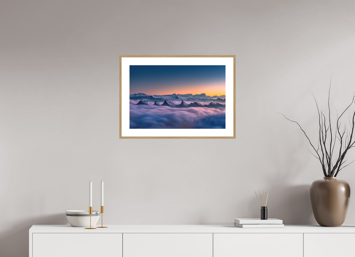60 x 40 cm, Rahmen-Holzoptik Peaks Above the Sea of Fog