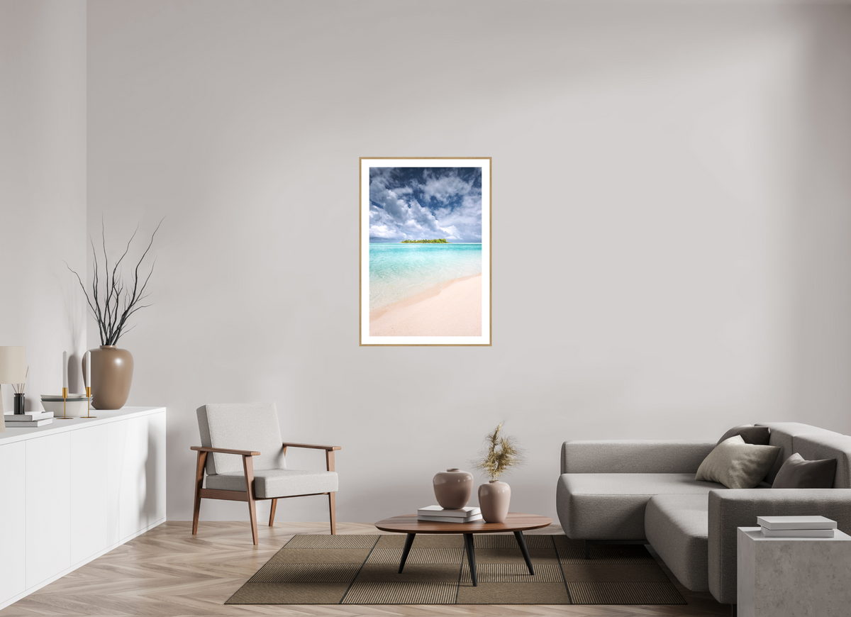70 x 105 cm, Rahmen-Holzoptik Tropical Coastline, Aitutaki