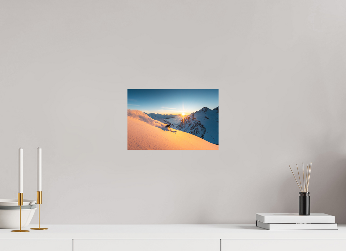 30 x 20 cm, Papierprint ohne Rahmen Freeride at Sunset, Trittkopf, Arlberg