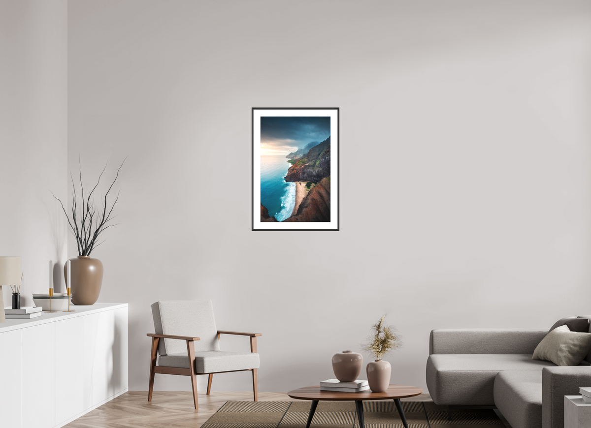 50 x 75 cm, Rahmen-Schwarz Coastline Viewpoint, Kauai