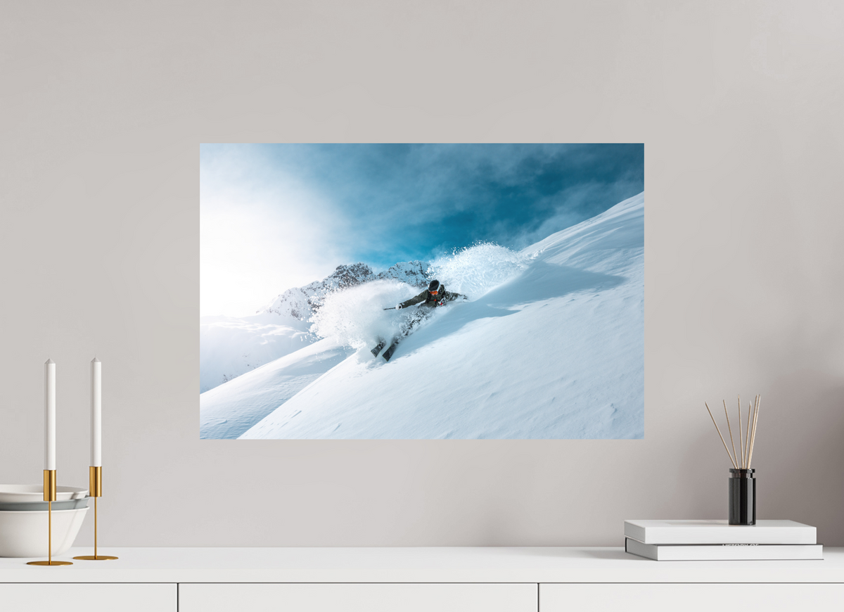 60 x 40 cm, Papierprint ohne Rahmen Deep Powder Turn, Zürs