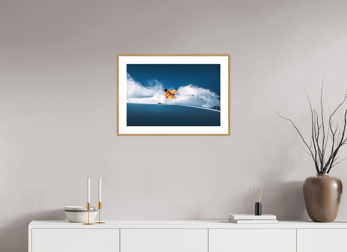 60 x 40 cm, Rahmen-Holzoptik Powder Turns, Arlberg