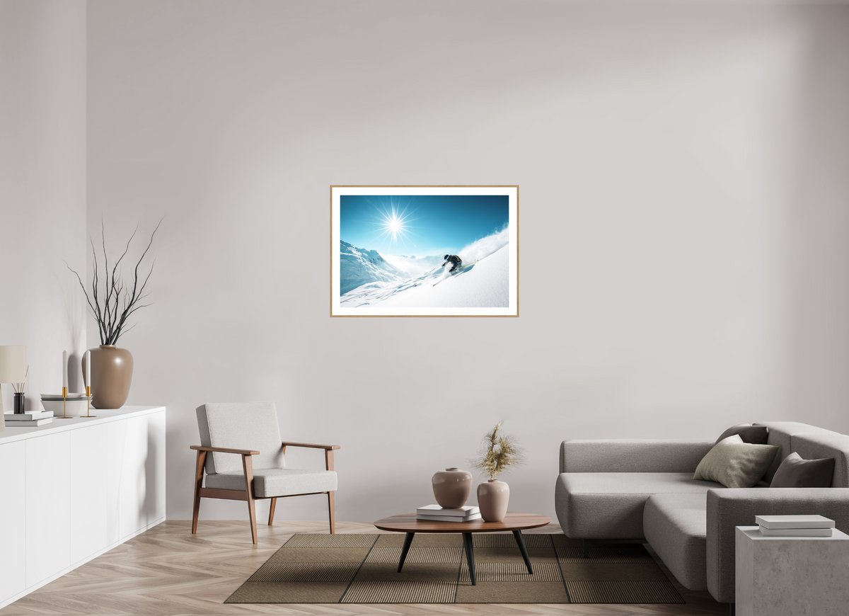 105 x 70 cm, Rahmen-Holzoptik Freeride Action, Zürs