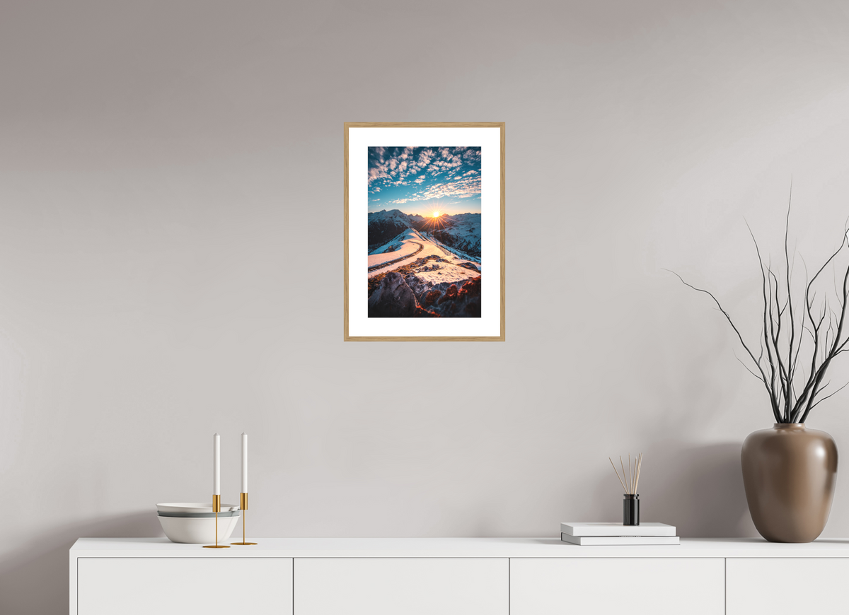 30 x 45 cm, Rahmen-Holzoptik Kriegerhorn at Sunset, Lech