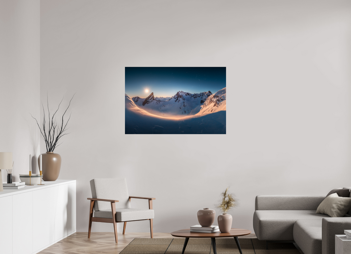 120 x 80 cm, Photo Print Under Acrylic Glass Full Moon at the Valluga, Arlberg