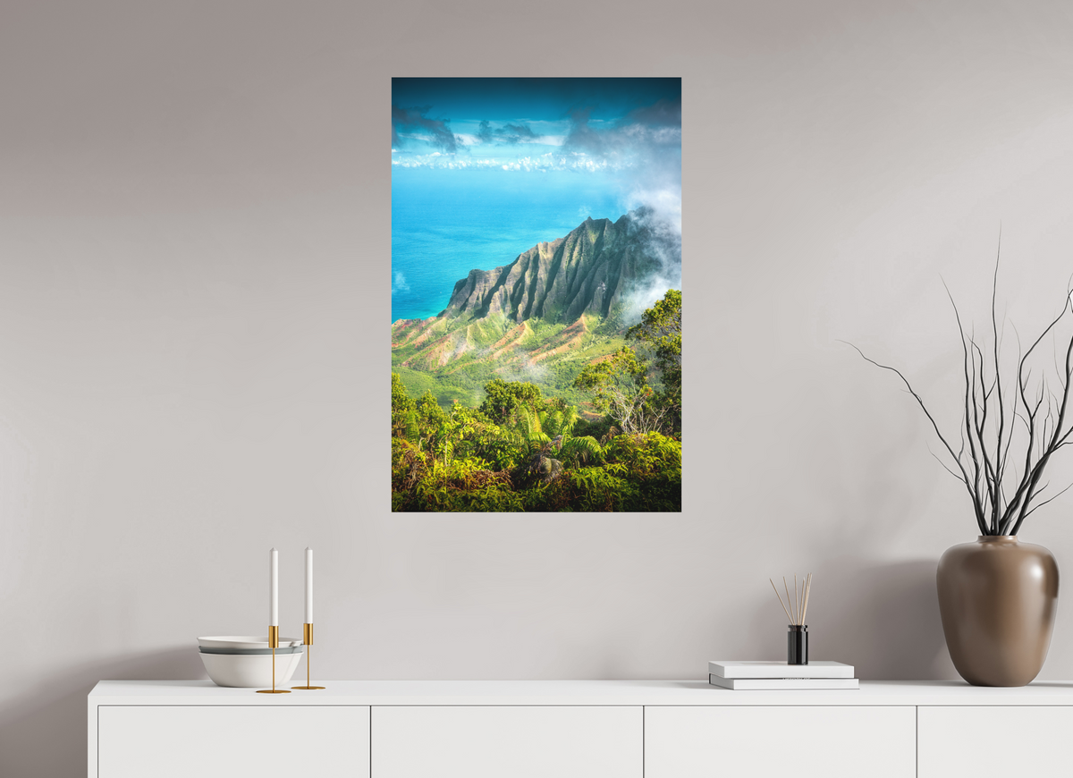 60 x 90 cm, Papierprint ohne Rahmen Kalalau Valley Viewpoint, Kauai Hawaii