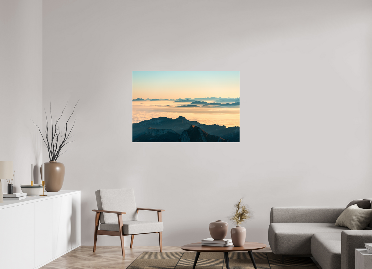 120 x 80 cm, Photo Print Under Acrylic Glass Säntis Morning Layers, Switzerland