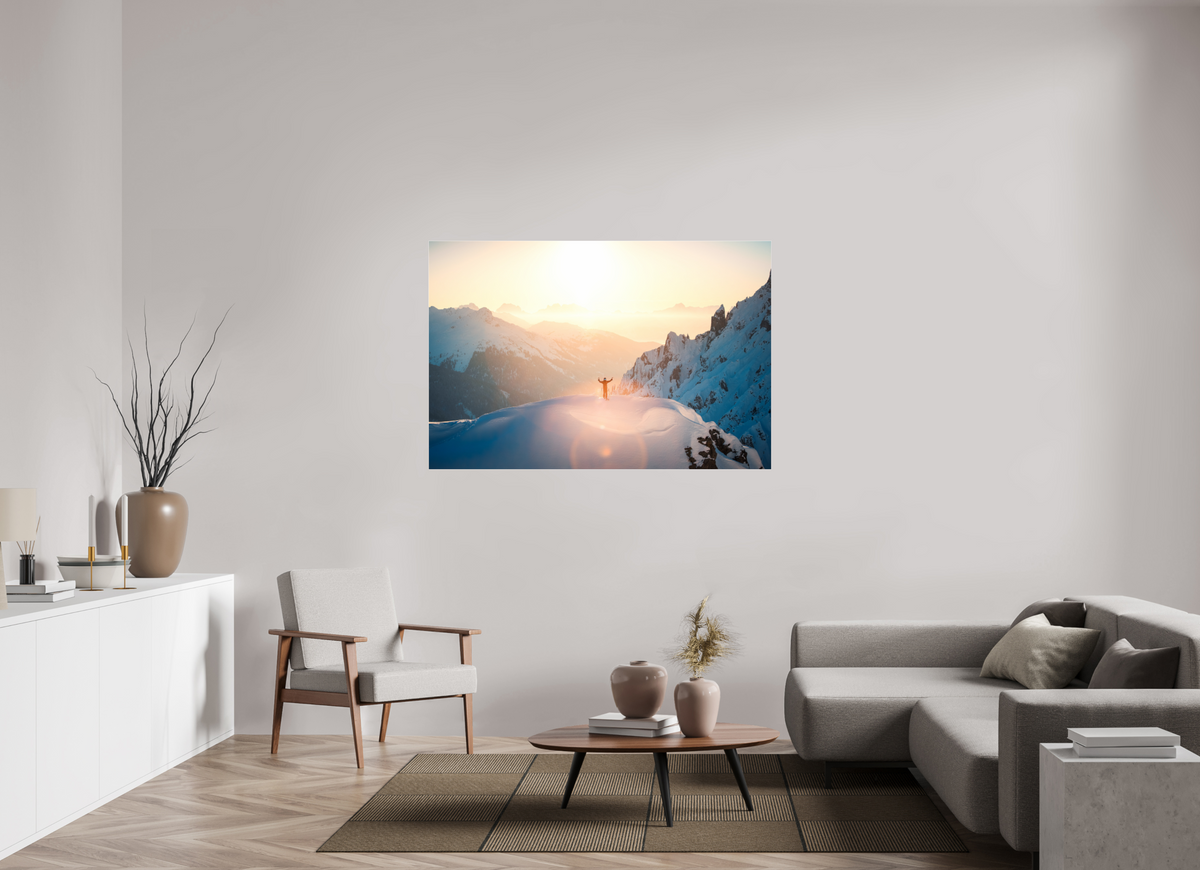 150 x 100 cm, Photo Print Under Acrylic Glass Sunset Summit, Zürs