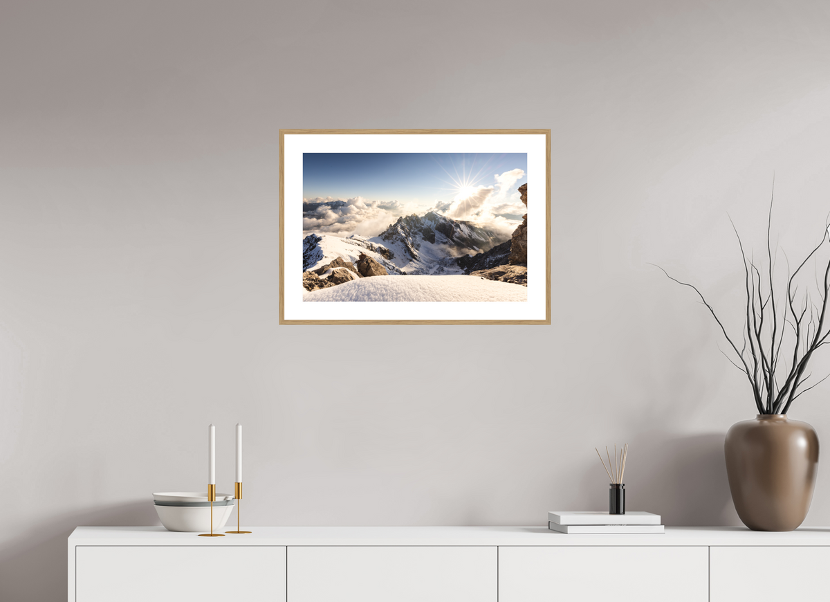 60 x 40 cm, Rahmen-Holzoptik Dramatic Sunset at the Valluga, Arlberg