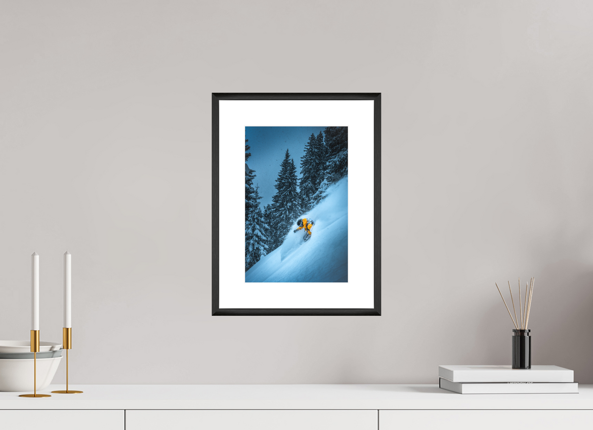 20 x 30 cm, Rahmen-Schwarz Powder Turn at the Sonnenkopf, Klostertal