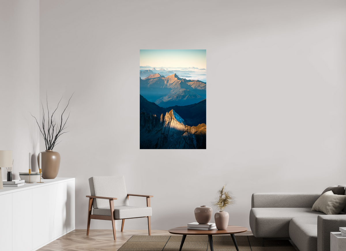 80 x 120 cm, Photo Print Under Acrylic Glass Säntis Peak at Sunrise, Switzerland