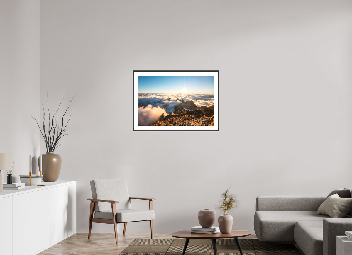 90 x 60 cm, Rahmen-Schwarz Säntis Sunset Clouds, Switzerland