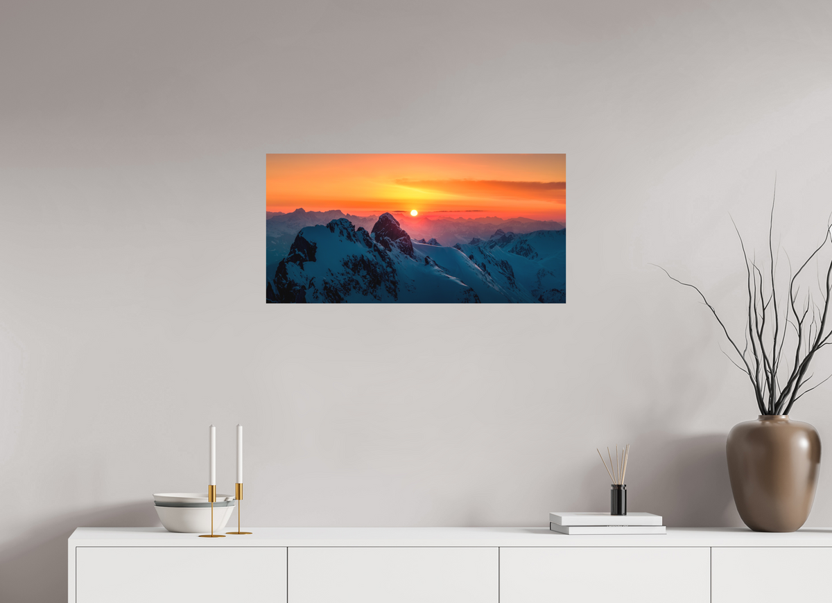 80 x 40 cm, Papierprint ohne Rahmen Winter Sunset Above Lech Zürs, Arlberg
