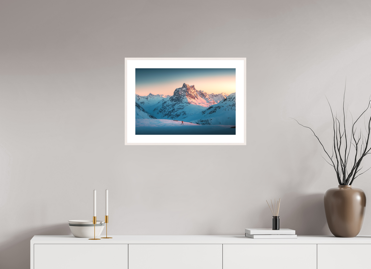 60 x 40 cm, Rahmen-Weiß Pateriol Alpenglow, Austria Alps
