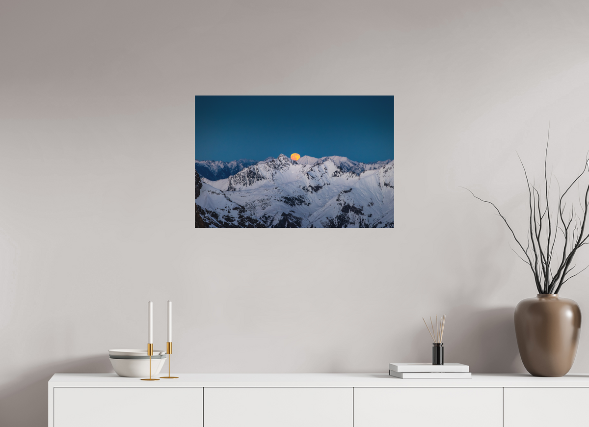 75 x 50 cm, Papierprint ohne Rahmen Moonrise at Trittkopf, Arlberg