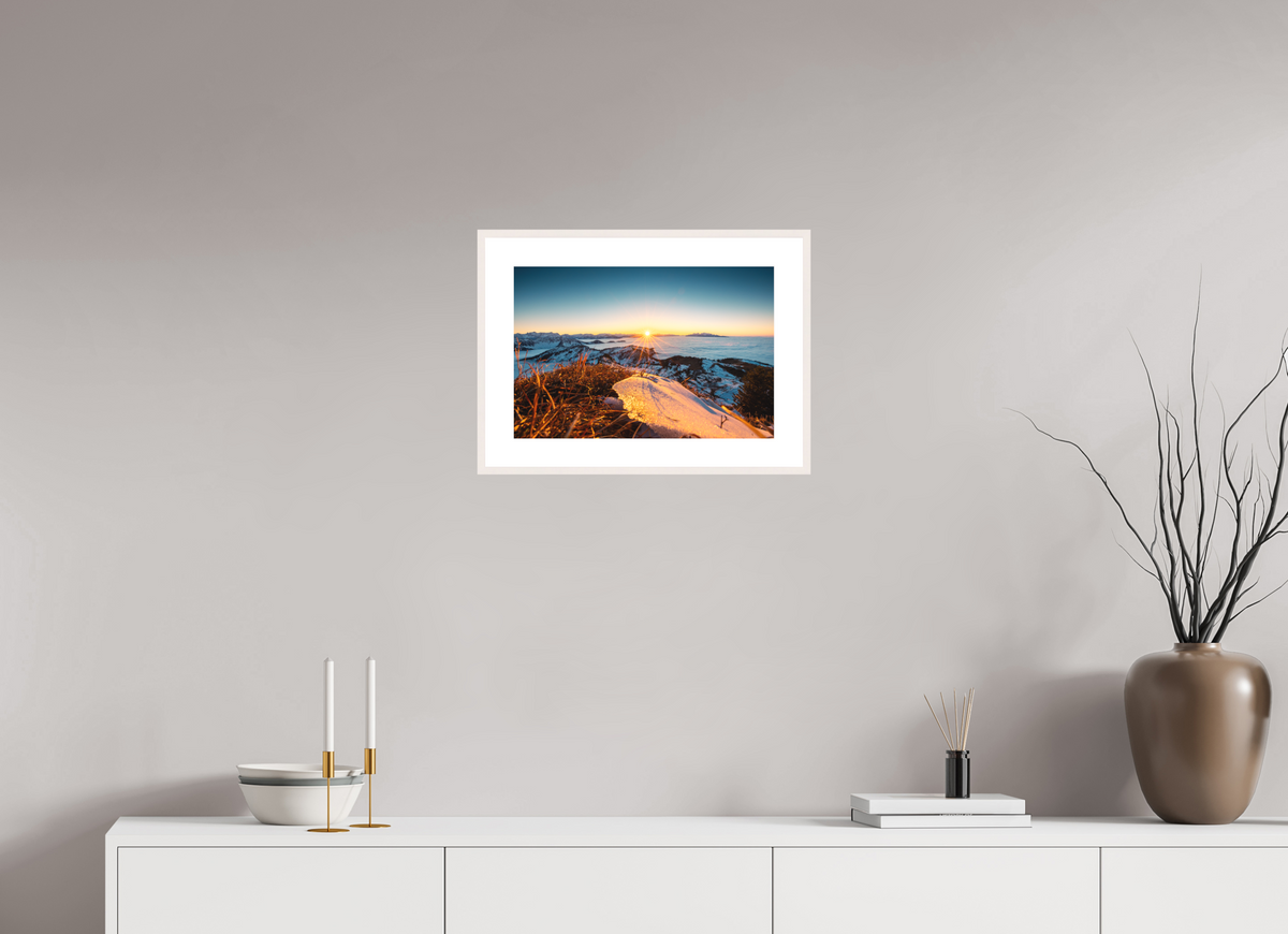 45 x 30 cm, Rahmen-Weiß Sunset at the Hohe Matona, Vorarlberg