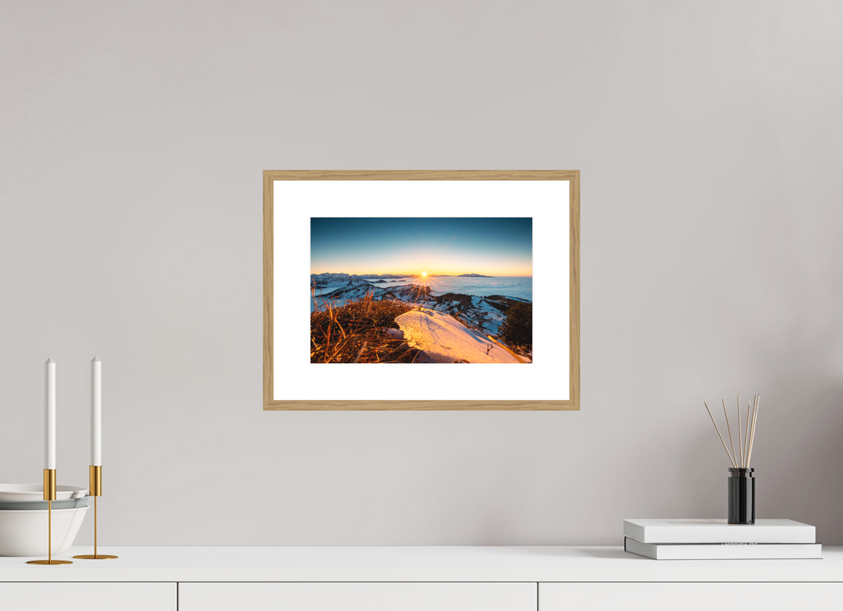 30 x 20 cm, Rahmen-Holzoptik Sunset at the Hohe Matona, Vorarlberg