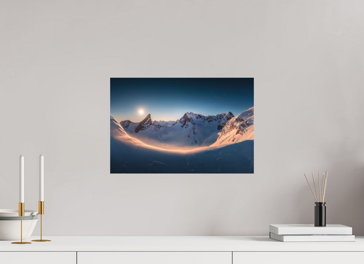 45 x 30 cm, Papierprint ohne Rahmen Full Moon at the Valluga, Arlberg