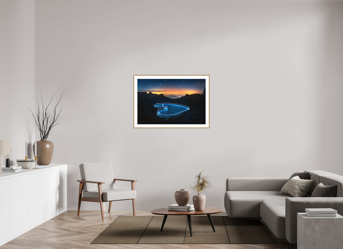 105 x 70 cm, Rahmen-Holzoptik Lünersee Heart, Vorarlberg