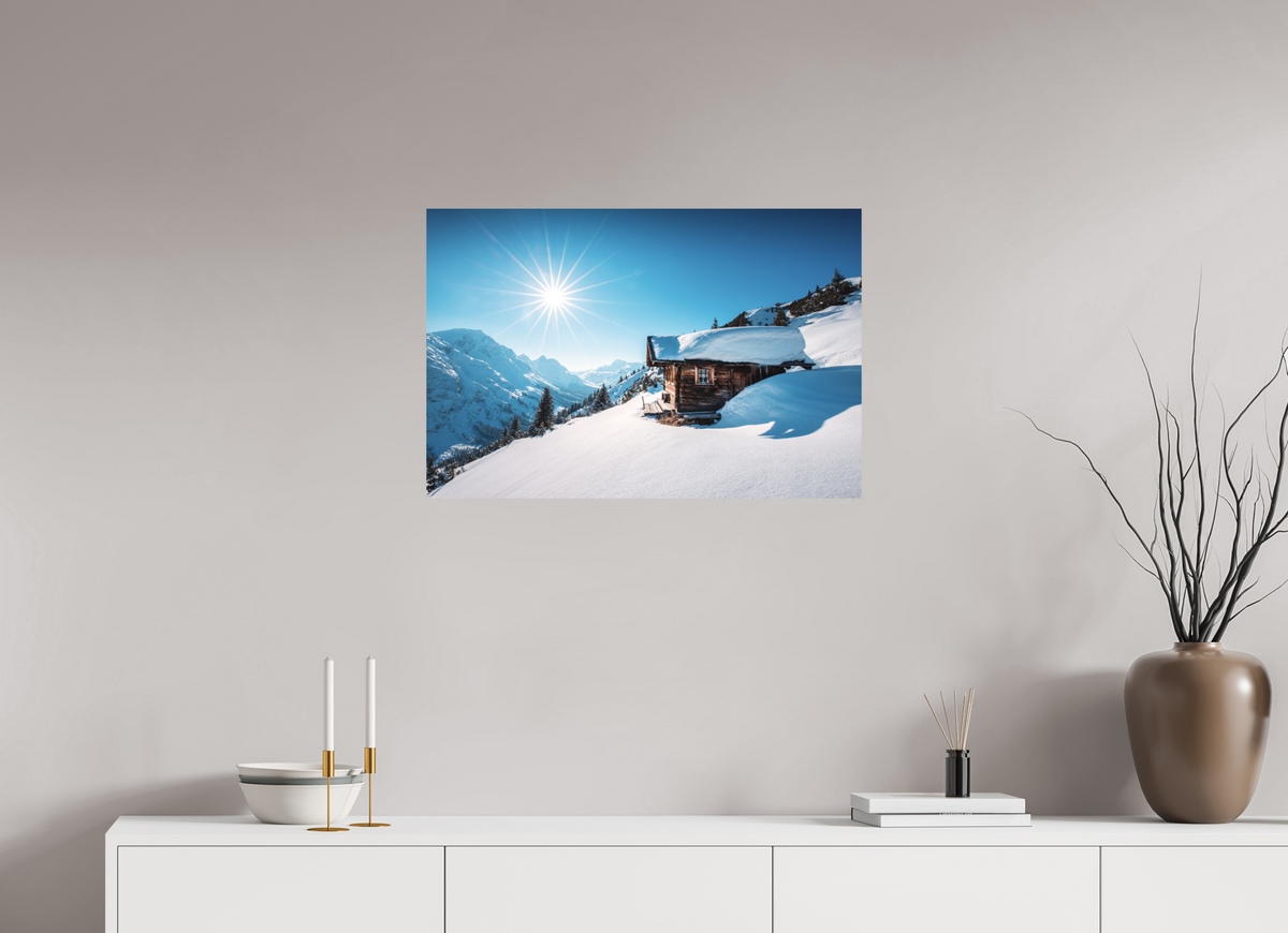 75 x 50 cm, Papierprint ohne Rahmen Zug Hütte, Alpine Refuge, Arlberg